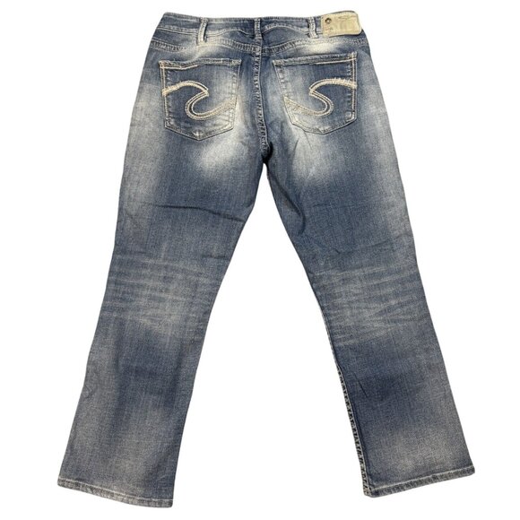 Silver Suki Jeans Womens Blue Denim Super Stretch High Capri Size W30/L22.5 - Picture 2 of 14